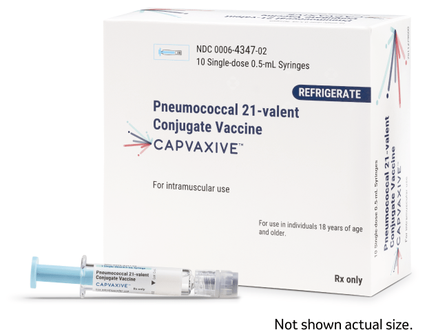 Packaging of Pneumococcal 21-Valent Conjugate Vaccine CAPVAXIVE 10 Single-Dose 0.5 mL Syringes