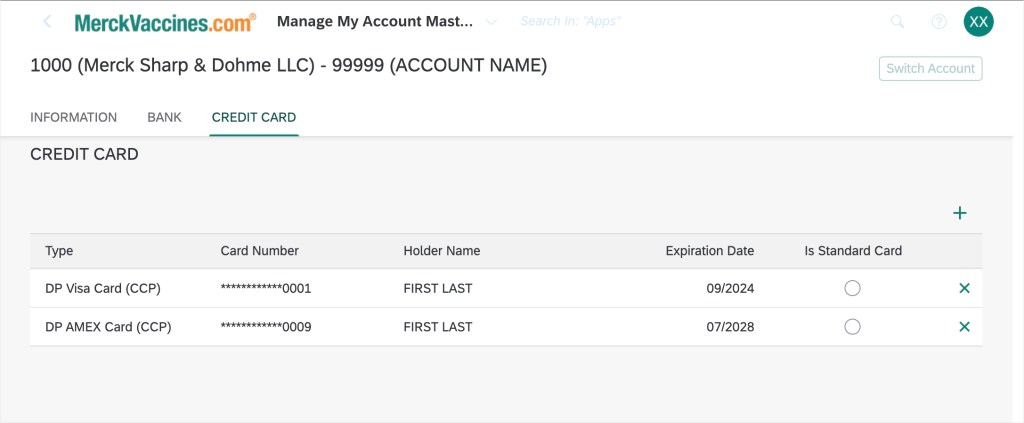 Example of Managing Account Master Data for Merck Payments