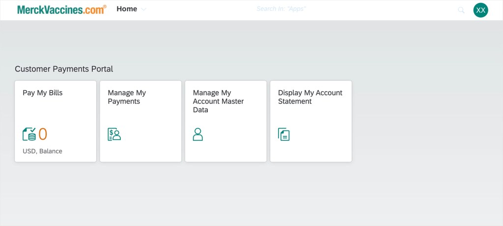 Example of Customer Payments Portal on MerckVaccines.com