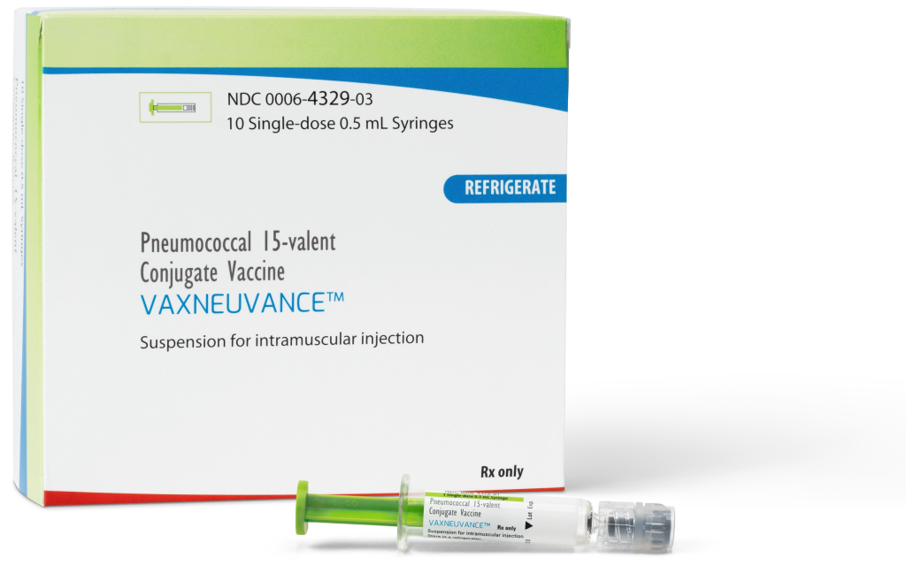 Image of Carton Containing Ten Single-Dose Syringes of VAXNEUVANCE® (Pneumococcal 15-valent Conjugate Vaccine)
